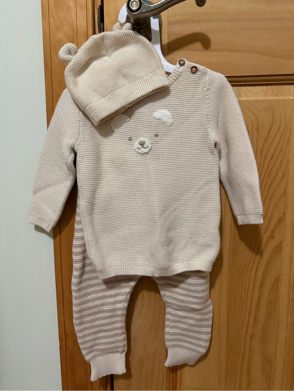 Carters Baby Knit Bear Outfit with Hat - Cream